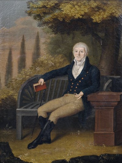 Portrait of the Ulm Bookseller Christian Gottlob Ebner (1755-1821) on a Park Bench by Unbekannt Unbekannt